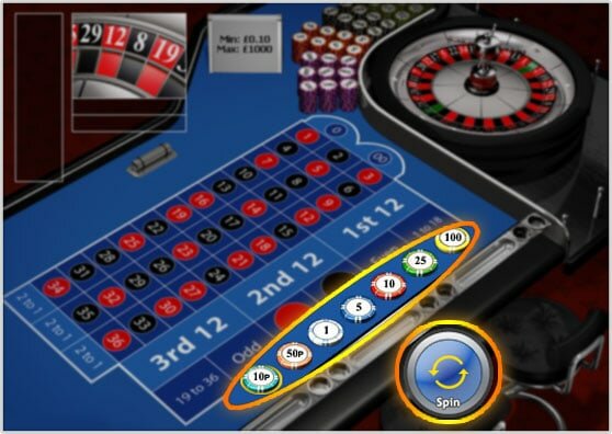 Screenshot of Online Roulette