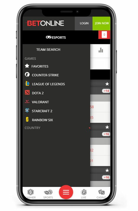 BetOnline Esports Betting on iPhone