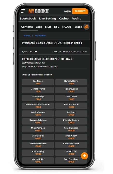 Political Betting Page on MyBookie