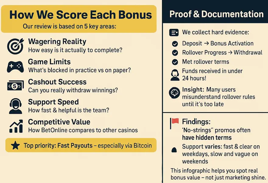 BetOnline Casino How We Test & Rate Bonus Offers Infographic