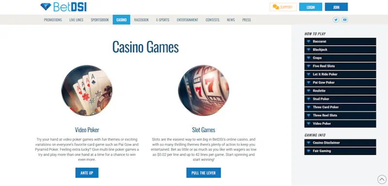 BetDSICasino Games screenshot