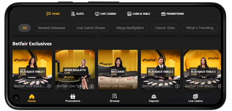 betfair Casino Mobile Play screenshot