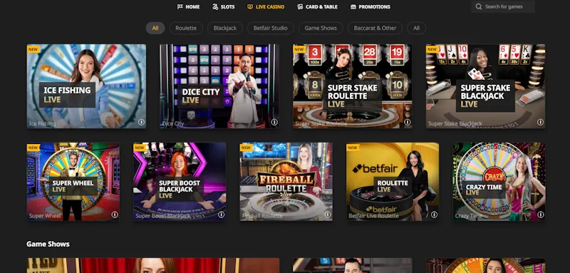 betfair Casino Live screenshot