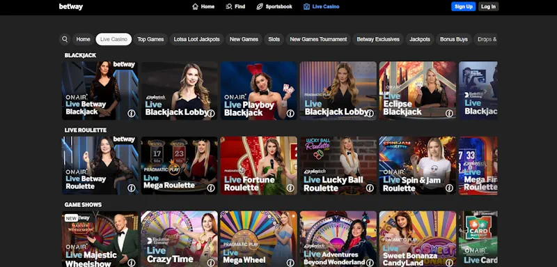 Betway Casino Live screenshot
