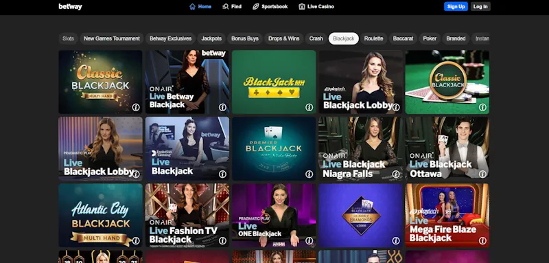 Betway Casino Table screenshot