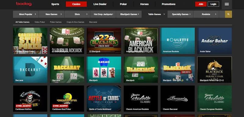 Bodog Casino Table screenshot