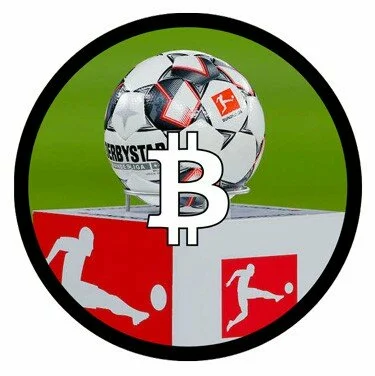 Bitcoin Logo on Top of Bundesliga Ball