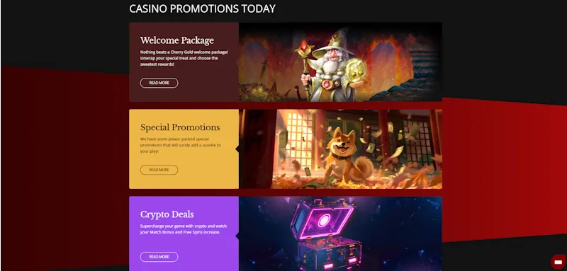 Cherry Gold Casino Ongoing Offers screenshot