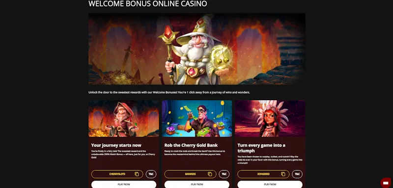 Cherry Gold Casino Welcome Bonus screenshot