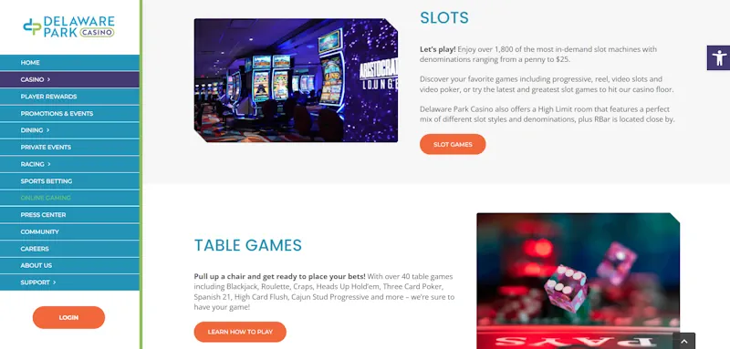 Delaware Park Casino screenshot