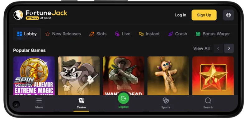 FortuneJack Casino Mobile Play screenshot