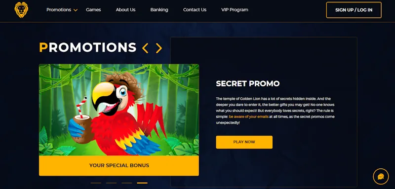 Golden Lion Casino Ongoing Offers screenshot