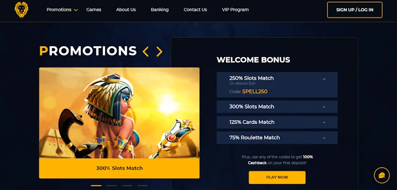 Golden Lion Casino Welcome Bonus screenshot