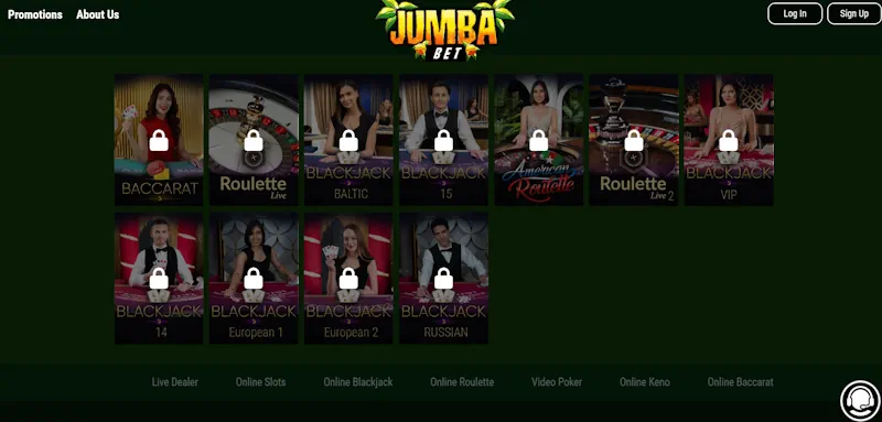 Jumba Bet Casino Live screenshot