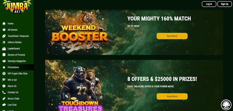 Jumba Bet Casino Ongoing Offers screenshot