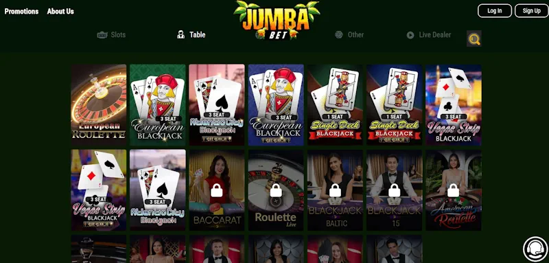 Jumba Bet Casino Table screenshot
