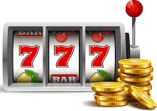 Slot Machine Face and Gold Coins