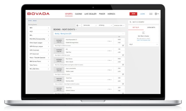 Bovada on Laptop