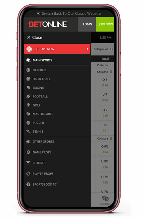 BetOnline Sportsbook on iPhone