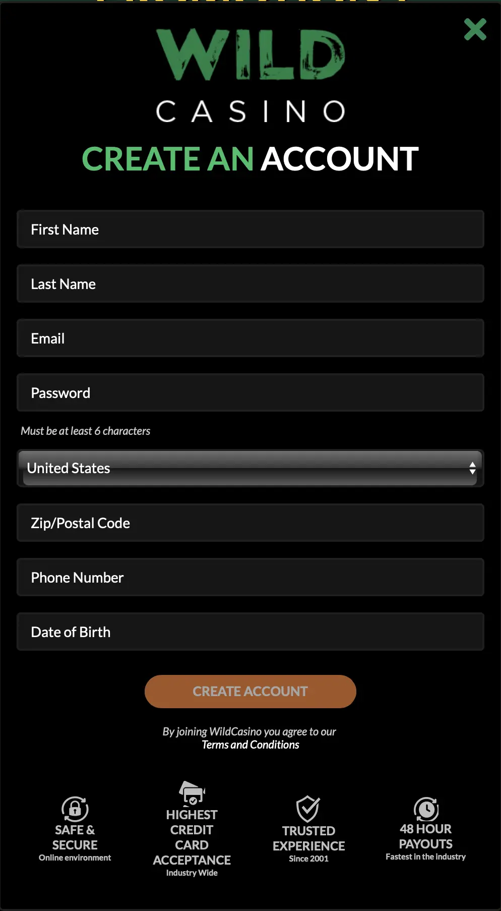 Wild Casino Create an Account