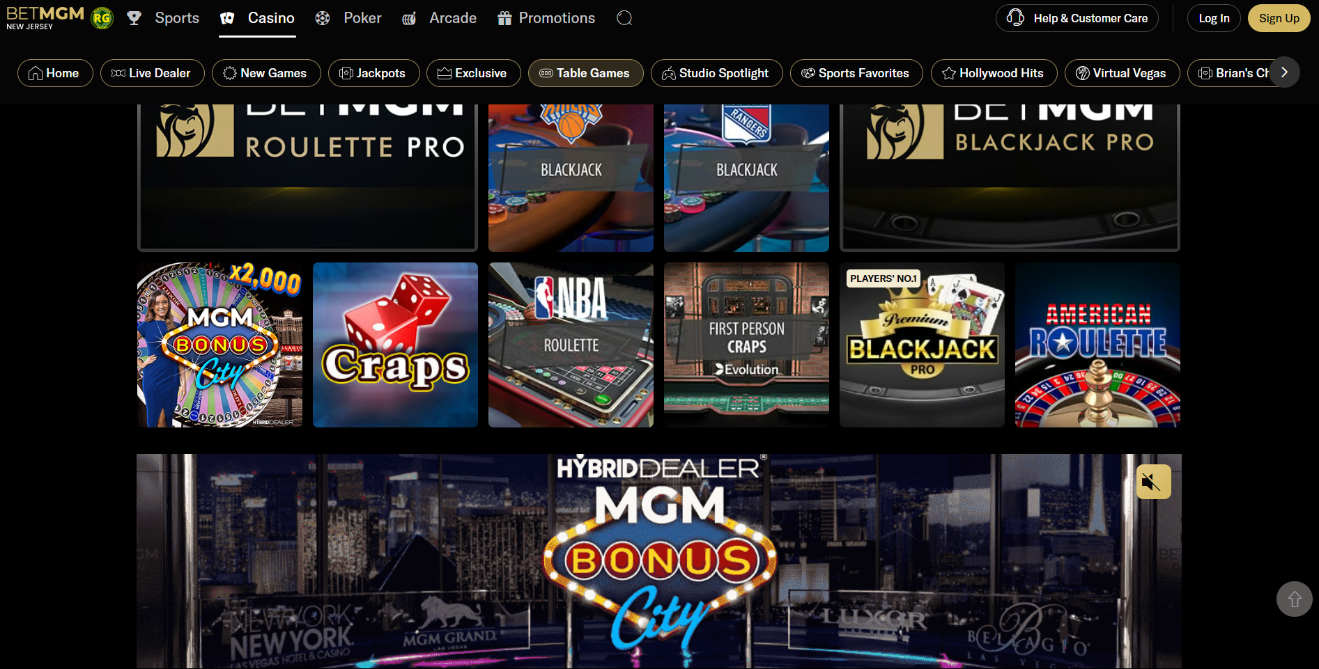 BetMGM Casino Home Page