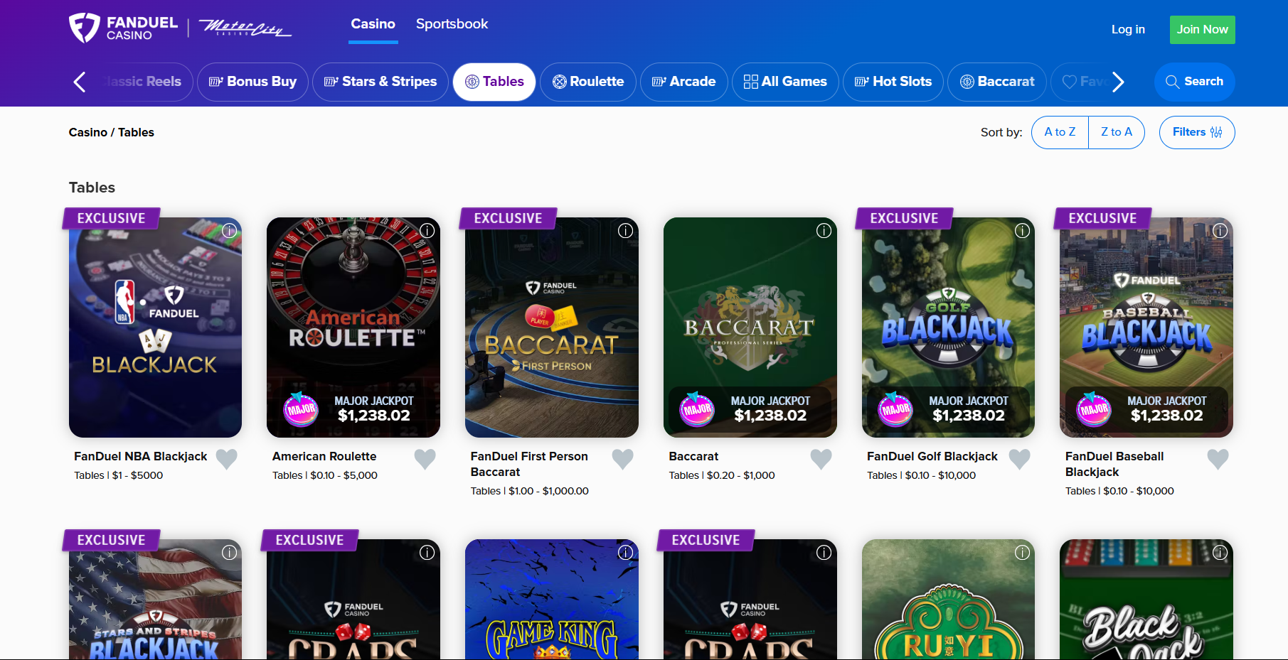 FanDuel Casino Home Page